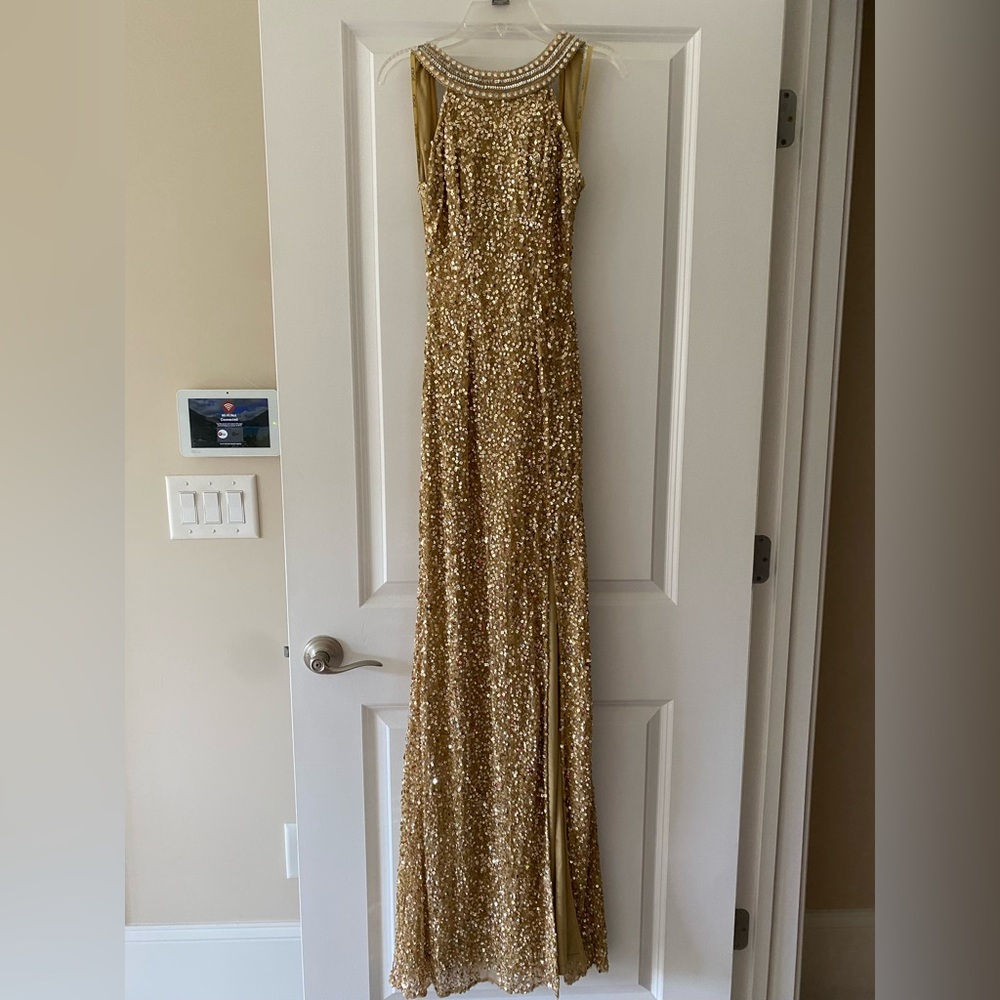 Gold Scala Sequin Evening Gown